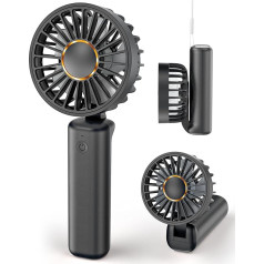 Hssio Portable Handheld Fan, Mini Desk Fan, Foldable 2000mAh 180°Ratotion, 3 Speeds Ultra Quiet, Up to 8 Hours Long Usage Time, Small Personal