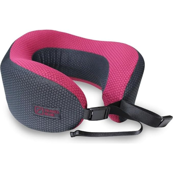 Travel Blue Dreamer Neck Pillow - High Density Memory Foam, Portable Travel Pillow for Airplane, Car & Home, Cool Breathable Mesh, Ergonomic Neck Support, Washable, Lightweight (Red)