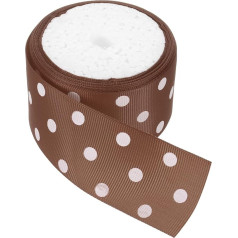 QUARKZMAN Grosgrain Ribbons 5 Yards 3/2 Inch Brown with White Dots Ribbon Bows Decoration for Crafts Gift Wrapping Wedding DIY Handmade
