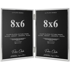 Fabian Clarke London Silver-Plated Photo Frame Double Book Frame with Satin and Tarnish-Resistant Surface for Wedding Photos or Family Photos (8x6)