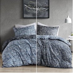 Comfort Spaces Queen Duvet Cover Set - Blue Bedding for All Seasons Ultra Soft 3 Piece Reversible with 2 Matching Pillowcases Easy Care Machine Washable Double/Queen