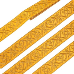 NBEADS 4.5m Floral Trim Jacquard-Band, 49mm Gold Hot Adhesive Floral Trim Bügelband zum Aufnähen Stickerei gewebtes Band für Sewing Kleidung Home Decor Hochzeit Tasche