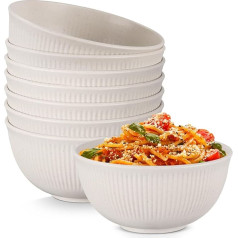 Osrioal Pack of 8 Unbreakable Cereal Bowls, Lightweight Plastic Bowls, Reusable Camping Bowl for Breakfast, Rice, Pasta, Salad, Fruit, Soup, Snack, Dishwasher & Microwave Safe