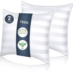 TESQ Kopfkissen, 60 x 60 cm, 2 Stück, weich, Hotelqualität, atmungsaktiv und hypoallergen, ideal für Seitenschläfer, Rücken- und Bauchschläfer, waschbar