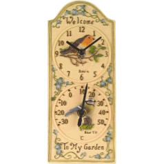 Outside In Birdberry Wall Clock & Thermometer 12 x 5