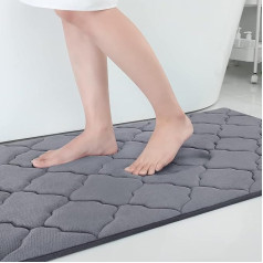 Homaxy Memory Foam Bathroom Rug, Non-Slip Bath Mat, Soft Bath Mat, Absorbent Bath Mat, Washable, Easy Care Shower Mat, 60 x 120 cm, Dark Grey