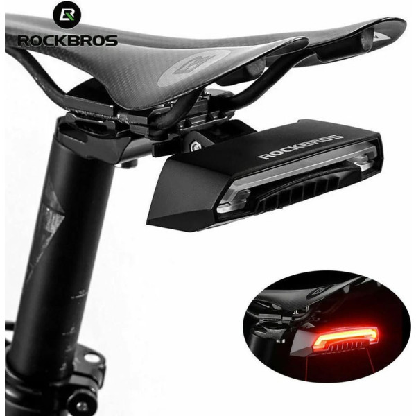 Rockbros Aizmugurējais velosipēda lkwd-r1 lukturis ar lāzeru un tālvadības pulti + micro usb kabelis - usb-a - melns