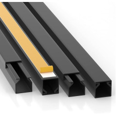 10 m Cable Duct, Self-Adhesive Cable Duct, White, with Foam Adhesive Tape, Ready for Assembly, Cable Cover, black