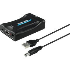 Hama AV/Scart to HDMI Converter (Scart to HDMI Converter, Scart Adapter, HDMI 1080P HD, Compatible with NTSC, Blu Ray, PS3, TV, Audio and Video) Black/Blue/Red/White/Gold, 00121775