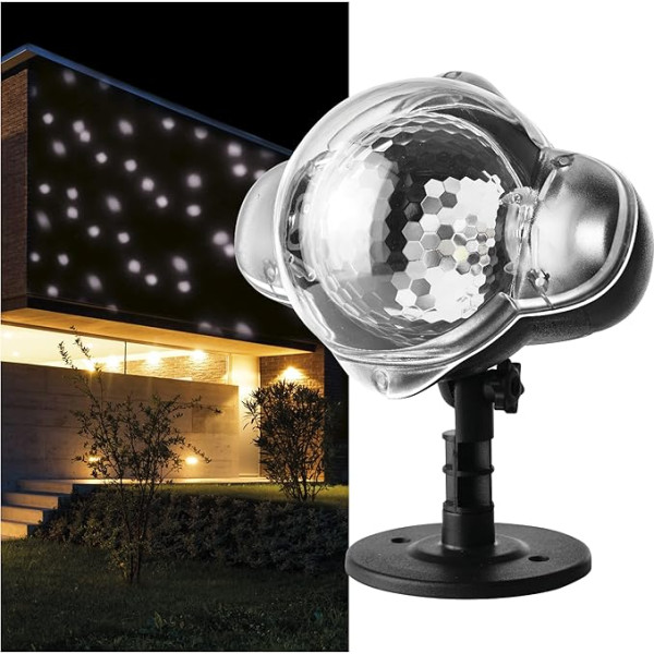 EMOS Snowfall DCPC03 LED Projector, White, Flying Snow, Effective Wall Lighting, Facades, Wall and Wall Projection, IP44, Christmas Lighting for Outdoor and Indoor Use, 3 m Cable, Black