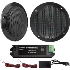 STUDIOFINIX 4 Inches Waterproof Marine Bluetooth Ceiling Speakers for Bathroom Kitchen Home Outdoor Camper Golf Cart Boat with Flush Mount（Black）