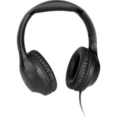 TechniSat STEREOMAN 3 Compact Hi-Fi Cable Headphones (Padded PU Leather Ear Cups, Over-Ear, Adjustable Headphone Length, Foldable Ear Cups, Control Element Including Microphone) Black
