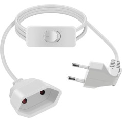 HuaLiSiJi Extension Cable Euro Plug with Switch 2.5 A 250 V Extension Cable Flat Euro Plug 90 Degree Short for Household Appliances TV PC Computer Monitor Etc (White, 5 m)