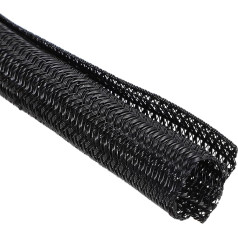 sourcing map 14,7 cm ID Split Loom Tubing 3 m Polyester Cord Protector Wire Cable Sleeve for USB Cable Power Cord, Black