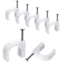 Citystores® Cable Clips 8mm Pack of 100 - Durable Cable Management Clips for Secure and Organized Cable Bundling, Ideal for TV Cables, Ethernet, Speaker Cables and More - White