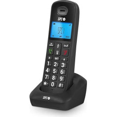 SPC Gossip 2 - Cordless Landline Telephone with Illuminated Display, Large Buttons and Numbers, Handsfree, Caller ID, Phonebook, ECO Mode, Gap Compatibility, Black