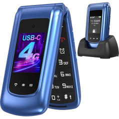 USHINING 4G Senior Mobile Phone Folding Mobile Phone without Contract, Mobile Phone Large Buttons Mobile Phone for Seniors with 2.4 and 1.77 Inch Dual Colour Display Dual SIM SOS Emergency Call Button