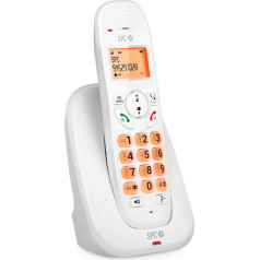 SPC Kairo Cordless Landline Telephone, Illuminated Buttons and Light Indicator, Caller ID, High Volume, Gap Compatibility, Echo Mode, Call Block, Hands-Free Calling, Phonebook - White