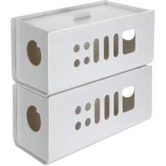 ASelected Cable Management Boxes 2 Pack Plastic Wire Organizer 32x13x13cm Hidden Extension Cord and Electrical Cable White