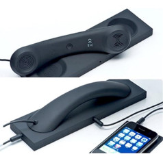 Retro Radiation-Proof Phone Handset for iPhone, iPad, iPod and Android Phones, 3.5 mm Socket for Android/iOS Mobile Phones, Black