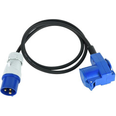 Electraline 46150, Extension Industriel - 1.5 m Cable H07RN-F - Rubber Hose Cable - IP44 Outdoor Use / 1 Industrial Cold Appliance Socket + 1 Schuko Socket, CEE Plug Suitable for Caravan