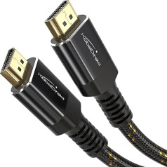 KabelDirekt 8K/4K HDMI 2.1 Cable - 4m - Shatterproof Metal Connectors and Braiding Jacket (8K@60Hz, Ultra High Speed/48G, Latest Standard, Ideal for PS5/Xbox, Monitor/TV/Projector, Black)