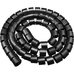 sourcing map Flexible Spiral Cable Sleeve Cover Computer Organizer Wire 2M 40mm Black