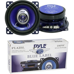 2 PYLE PL42BL 2-Way Coaxial Speakers Blue 4 Inch 10.00 cm 100 mm 90 Watt RMS 180 Watt Max Doors Car Doors or Installation for Standard Sizes, per Pair