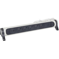 Legrand 049441 - 6 Socket Extension Cable - Surge Circuit Breaker and Charge Indicator - White and Dark Grey