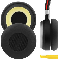 Geekria QuickFit Protein Leather Replacement Ear Pads for Jabra Evolve 65 MS, 65 UC, 65, Evolve 40 UC/MS, 40, Evolve 30 II UC, 20 SE UC Headphones, Ear Pads, Headset, Ear Cups (Black)
