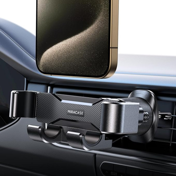Miracase Car Phone Mount [2024 Gravity Design] Phone Mount for Car with Double Air Vent Mount Steel Compatible with iPhone 16 Pro Max Plus, Samsung & Allen
