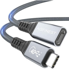 AGFINEST USB4 Extension Cable Thunderbolt 3 & 4 Extension Cable [40Gbps & PD 100W 5A] USB 4.0 Type C Male to Female, 8K @ 60Hz or Dual 4K Video Display, Compatible with USB C Devices