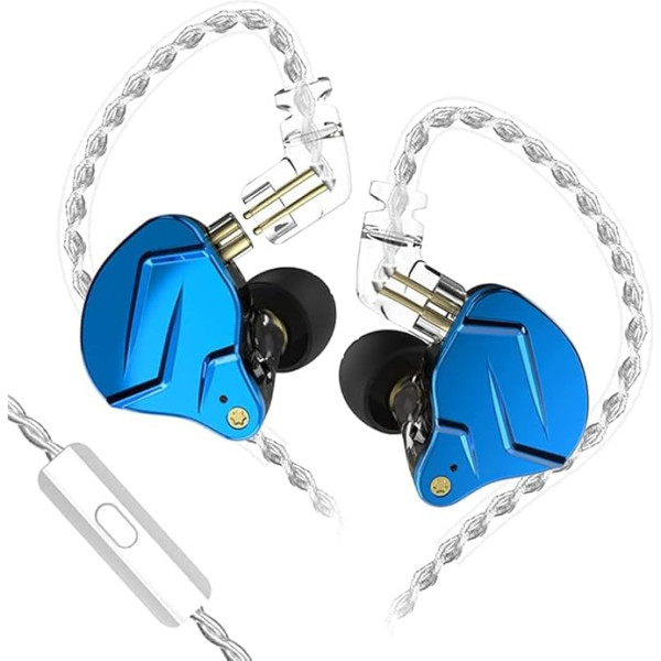 KZ ZSN Pro X In-Ear Headphones 1BA 1DD Stereo Earbuds Headphones HiFi Sport Gaming 3.5 mm Car Jack Headphones Comfort Wear for Phone Computer Tablet Blue with Microphone