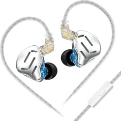 keephifi KZ Zax In-Ear Headphones, 16 Units, HiFi Noise Reduction, Hybrid Controlled KZ IEM Headphones, Zinc Alloy Earbuds with Detachable Silver Plated Upgrade Cable (Silver, with Micro)