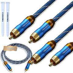 YIMATEECO Subwoofer Cable RCA Digital Audio Coaxial Cable RCA Male to Male Audio Cable 24K Gold-Plated for Subwoofer AV Receiver Amplifier Home Cinema (Blue, 1 m, Pack of 2)