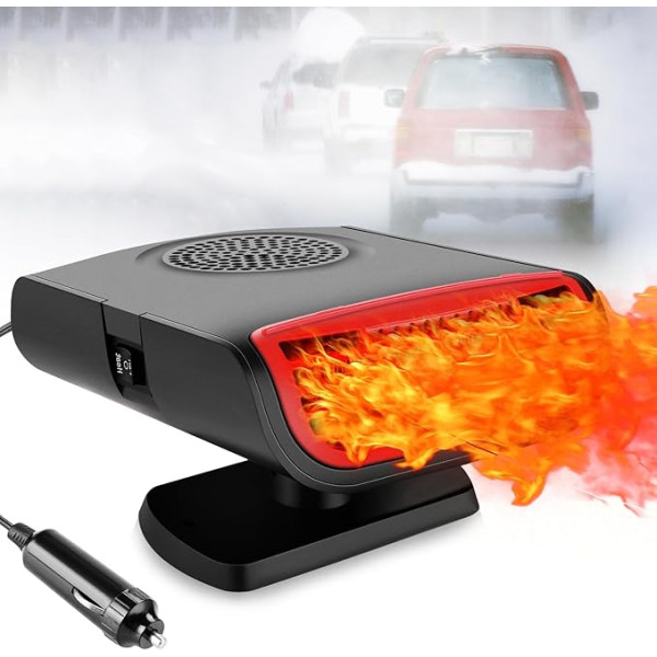 12 V Dual-Mode-Auto-Heizung & Entnebeler, 150 W schneller Windschutzscheiben-Defroster & Kühler – kompaktes Design für einfachen Anschluss des Zigarettenanzünders, Auto-Defogger 360° drehbare Heizung,