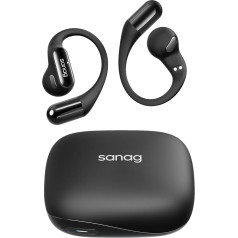 SANAG G6S Open Ear Headphones, Wireless Bluetooth 5.3, Waterproof, Stable Fit, 36 Hours Playtime, Multipoint Connection, Black