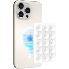 AHASTYLE Silicone Suction Cup Phone Holder for iPhone 16/15/14/13/12 Series, Magnetic Suction Cup for iPhone MagSafe Phone Case, Mirror Shower Phone Holder, for TikTok Videos and Selfies (White)