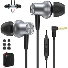 In-Ear Headphones for Laptop PC Chromebook 90 Degree Headphones with Cable and Microphone Hi-Fi Stereo Magnetic Headphones Sound Insulation 3.5 mm Jack for iPhone iPad Galaxy Honor Redmi for Steam