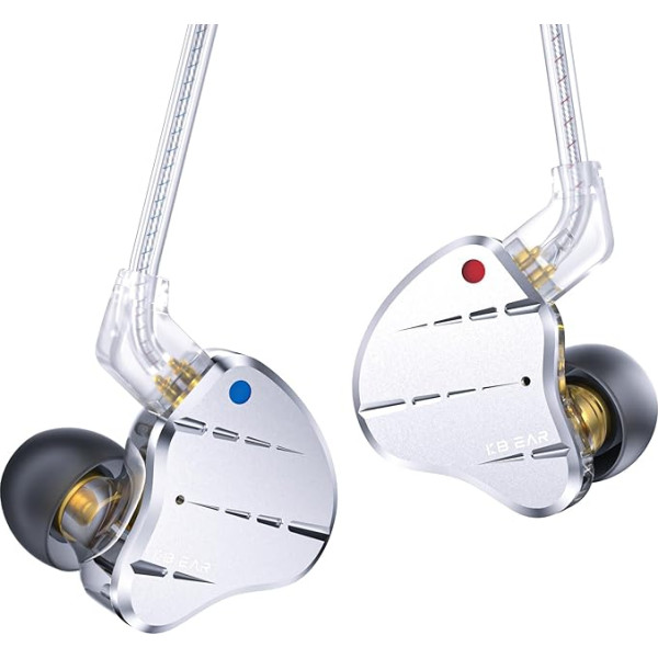 KINBOOFI KBEAR KS10 Ear Monitors Headphones, Professional Wired Earphones, HiFi Kbear in Ear Monitor Headphones Musician Headset IEM Headphones with Removable 2 Pin Cable (Silver, without Microphone)