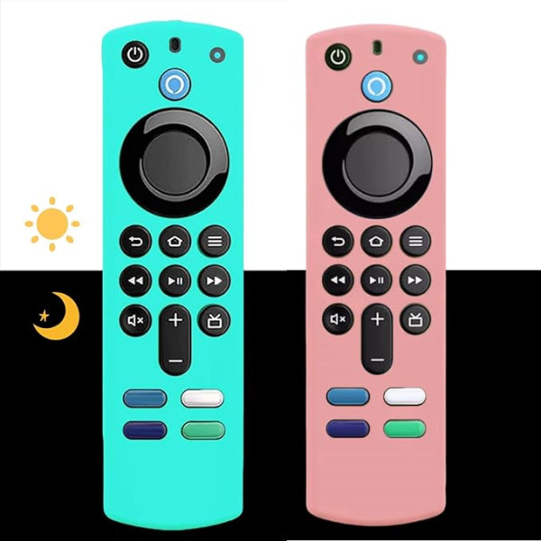 2 Pack Silicone Skin Case for Smart HD Streaming 3rd Generation 4K Remote Control Anti-slip Washable with Lanyard