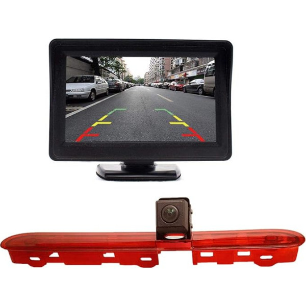Rear View Camera Transport Window + 4.3 Inch TFT LCD Screen Car Monitor Brake Light Car Roof Rear View Camera for Citroen Dispatch/Toyota Proace/Peugeot Expert Traveller Van 3 Transporter 2016