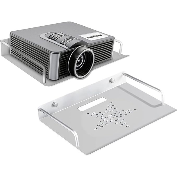 Drsn Universal Mini Wall Mount Tray 26 x 20 cm Aluminium Alloy Load Capacity 2 kg for Media Boxes, Game Consoles, Routers, Mini Projectors and Sounds