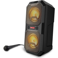 Motorola Sound Bluetooth Speaker - ROKR 820-80W - Wireless - with LED Lights - True Wireless Technology - Includes Karaoke Microphone - Up to 20 Hours Playtime - Multiple Inputs: AUX/USB/MIC