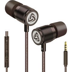 LUDOS Ultra In-Ear Headphones with Cable and Microphone, Crystal Clear Sound, Balanced Treble and Lows, Memory Foam, Durable Cable, Bass, Volume Control, Earphones for Mobile Phone