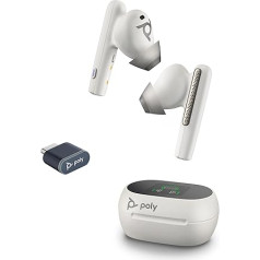 Poly Voyager Free 60+ UC In-Ear Headset - Noise Cancelling Microphones for Clear Conversations - ANC - Touch Screen Charging Case - Works with iPhone, Android, PC/Mac - Teams Certified - White