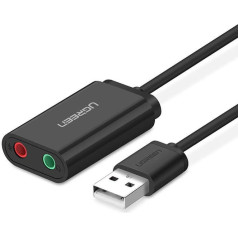 Ugreen ārējās skaņas kartes adapteris usb -3,5 mm mini jack 15cm (melns)