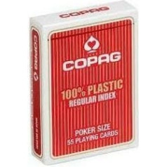 Cartamundi Pokera kārtis 100% plastmasa, 2 kāršu komplekts, sarkans, indekss 2 stūros