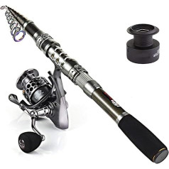 Sougayilang Spinning Fishing Rod and Spool Combos Portable Telescopic Fishing Rod Spinning Reels for Travel Saltwater Freshwater Fishing