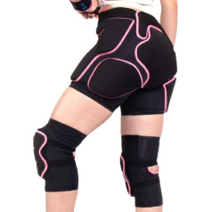 BelugaDesign 3D Protection Padded Shorts Knee Set Hip Butt Tailbone Impact Shorts for Skii Skateboard Snowboard Volleyball Ice Figure Skating Adjustable Breathable Knee Support Pink Black